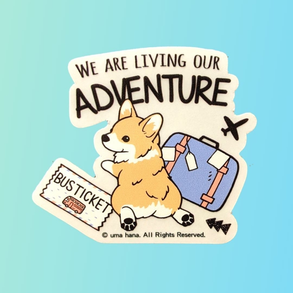 Waterproof Corgi Travel Sticker Decal Die Cut